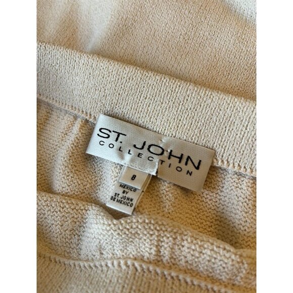 ST. JOHN Collection Size 8 Creamy Faintest Of Pink Santana Knit Straight Skirt - Picture 3 of 3